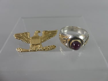 TWO 14K GOLD MILITARY ITEMS