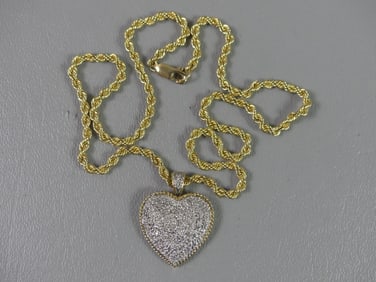 14K GOLD NECKLACE & HEART PENDANT