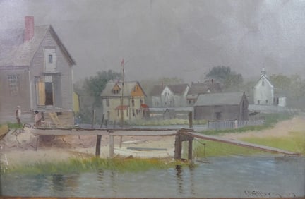 CHARLES H. GIFFORD PAINTING - SEASHORE VILLAGE