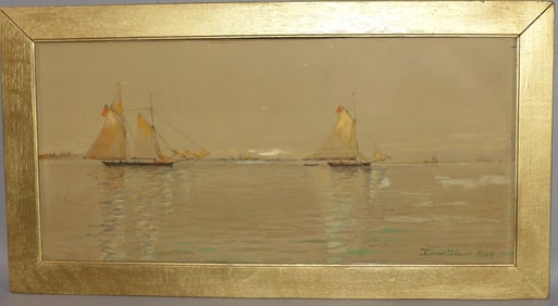 EDMUND LEWIS MARINE PAINTING - SAILBOATS