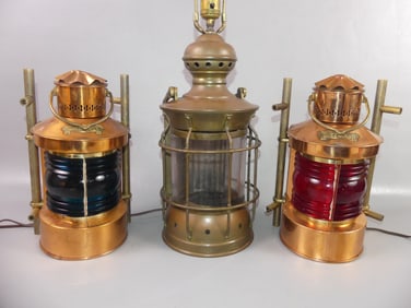 3 VINTAGE SHIP LANTERNS