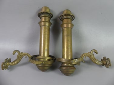 PAIR ANTIQUE SHIP GIMBAL SCONCES