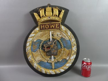 18TH C. WOOD COAT OF ARMS - CMDR. RICHARD HOWE