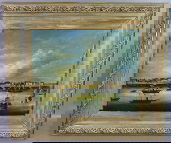 CHINESE EXPORT PAINTING - SHIPS IN HARBOR