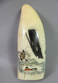 SCRIMSHAW WHALE TOOTH