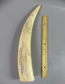 SCRIMSHAW WALRUS TUSK - LADY LIBERTY