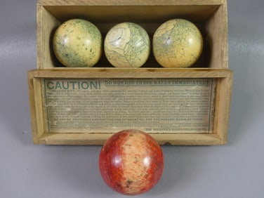 4 ANTIQUE BILLIARD BALLS - BRUNSWICK
