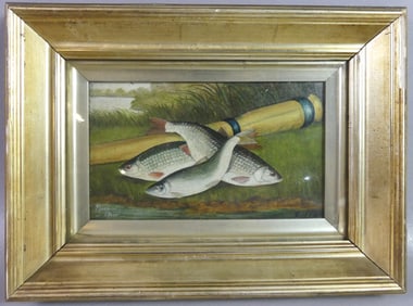 STILL LIFE FISH PAINTING SIGNED