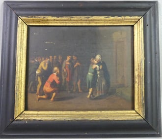 ANTIQUE CONTINENTAL GENRE PAINTING