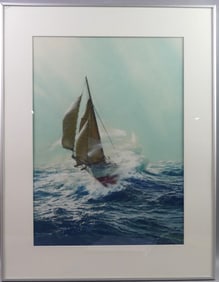 CARL EVERS PAINTING - SAILBOAT IN STORM