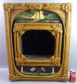 KNOTWORK PAINTED NAUTICAL DISPLAY BOX