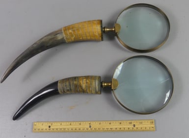 PAIR STEER HORN MAGNIFYING GLASSES