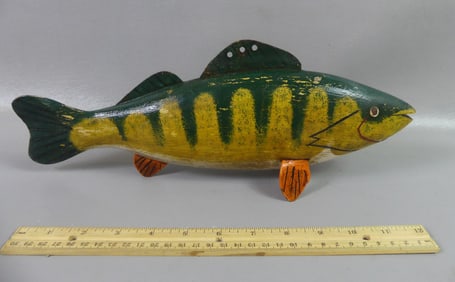 OLD WOOD YELLOW PERCH FISH DECOY