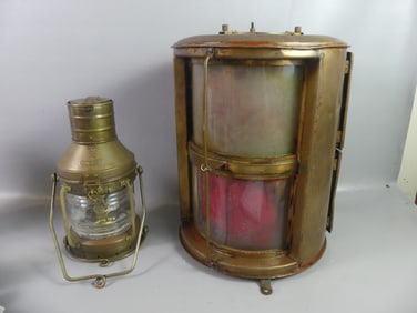 2 OLD BRASS SHIP LANTERNS