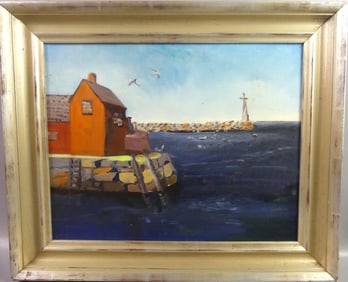 JOHN PAUPLIS PAINTING - FISHING SHACK ROCKPORT MA