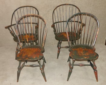 SET 4 PAINTED WINDSOR CHAIRS
