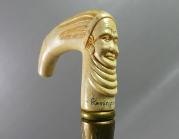 OLD BONE CANE WITH INDIAN BUST