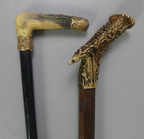 2 ANTLER HANDLED CANES