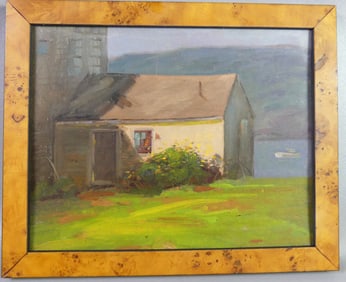 J. PAUPLIS PAINTING - HOME & FISHING BOAT