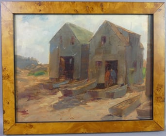 JOHN PAUPLIS PAINTING - FISH SHACKS