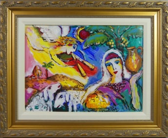 ZAMY STEYNOVITZ - TWO LAMBS GENRE PAINTING