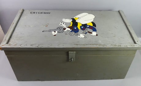OLD SEABEES PAINTED MILITARY TRUNK