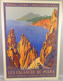 FRENCH TRAVEL POSTER - R. BRODERS - CORSICA CLIFFS
