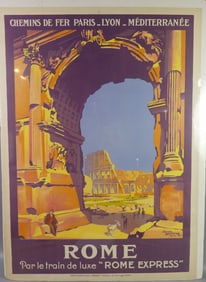 FRENCH TRAVEL POSTER - R. BRODERS - ROME EXPRESS