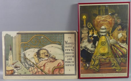 2 RUSSIAN POSTERS - CAPITALIST PIG & CHILD