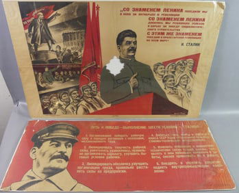 2 RUSSIAN POSTER WITH STALIN