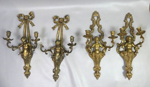 2 PAIRS CHERUB SCONCES