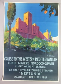 1927 ITALIAN TRAVEL POSTER BY G. FERRARI - CRUISE LINER NEPTUNIA