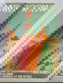 1930 RUSSIAN TOURIST POSTER - MOSCOW BY INTOURIST