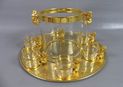MIKA GILT CORDIAL SET WITH BEARS