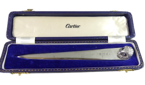CARTIER STERLING OWL LETTER OPENER