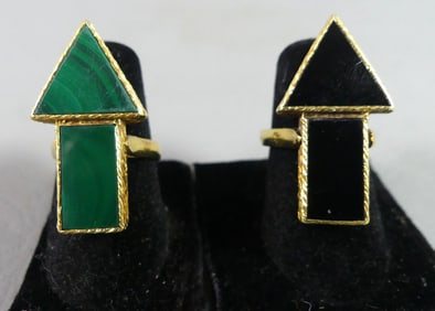 TWO 18K GOLD ARROW RINGS