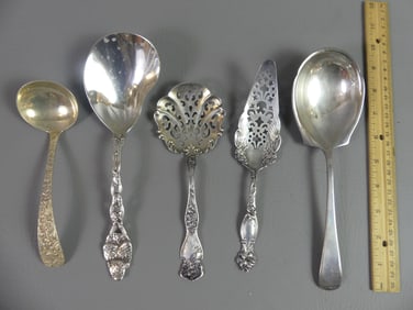 5 FANCY STERLING SERVING UTENSILS