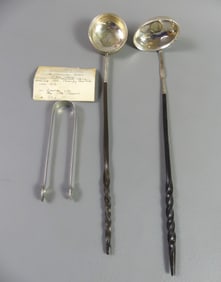 1791 SILVER TONGS & 2 LADLES