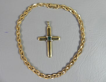 14K GOLD CHAIN & CROSS