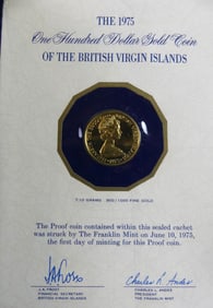 BRITISH VIRGIN ISLANDS $100 GOLD COIN