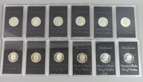 12 EISENHOWER PROOF SILVER DOLLARS