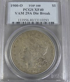 1900-O MORGAN SILVER DOLLAR - DIE BREAK