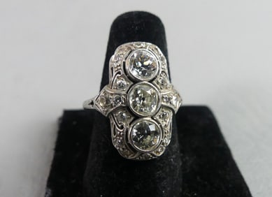 TRIPLE DIAMOND & PLATINUM RING