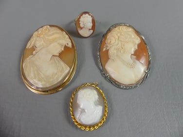 LOT OLD CAMEO JEWELRY