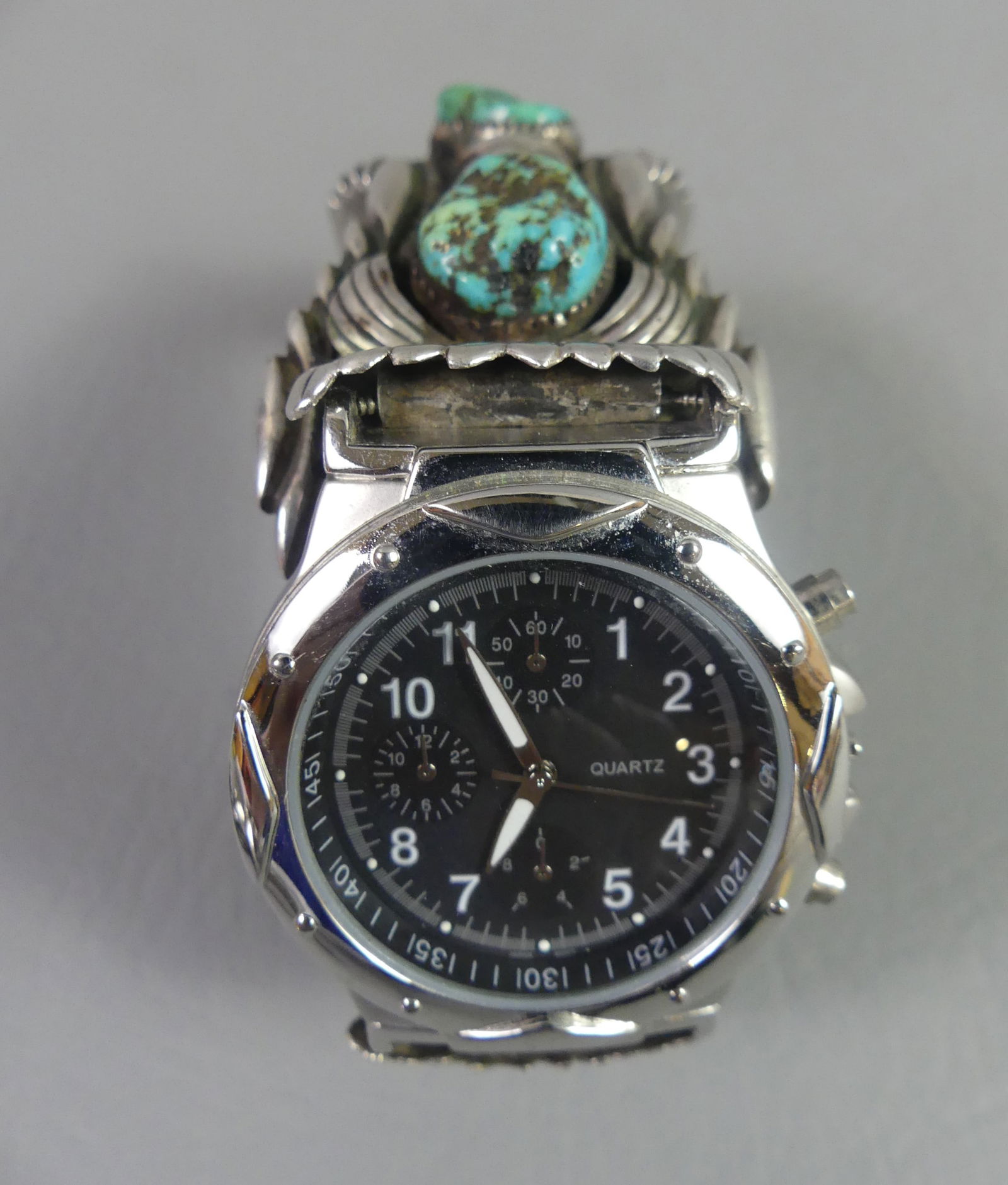 NAVAJO SILVER WATCH BRACELET (1 of 3)