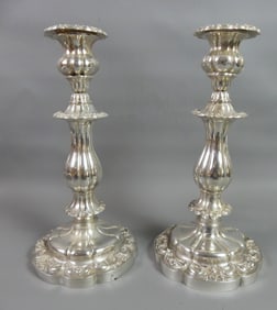 PAIR ROCOCCO SILVER CANDLESTICKS