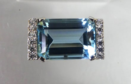14K GOLD AQUAMARINE SLIDE PENDANT