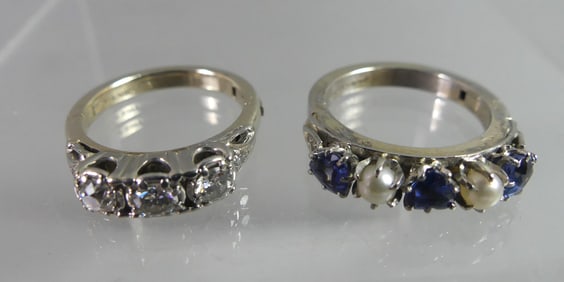 TWO 14K GOLD GEM RINGS