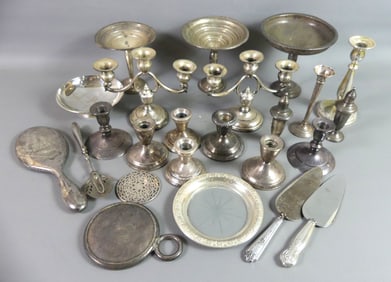 HUGE LOT WEIGHTED STERLING SILVER OBJECTS