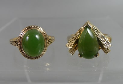 2 GOLD & JADE RINGS